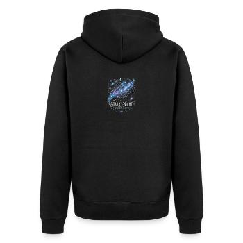 Sternennacht Cosmos Entdeckung - Unisex Premium Bio Zip Hoodie - Schwarz - Hinten - Nico (187cm)