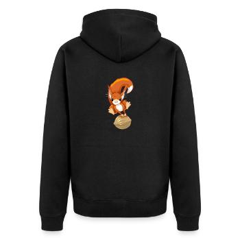 Eichhörnchen 3 - Unisex Premium Bio Zip Hoodie - Schwarz - Hinten - Nico (187cm)