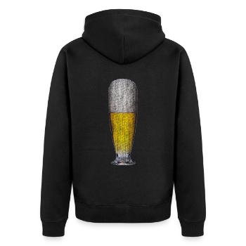 Bier retro look retrolook Schaumkrone - Unisex Premium Bio Zip Hoodie - Schwarz - Hinten - Nico (187cm)