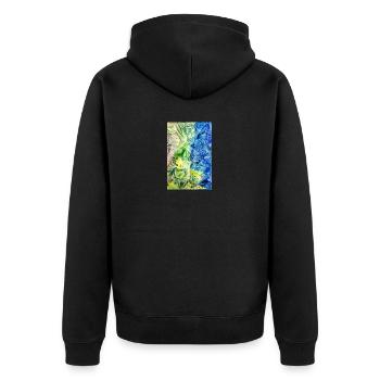 67Sentitoks - Unisex Premium Bio Zip Hoodie - Schwarz - Hinten - Nico (187cm)