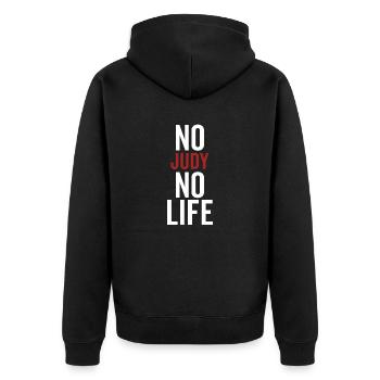 No Judy No Life - Unisex Premium Bio Zip Hoodie - Schwarz - Hinten - Nico (187cm)