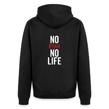 Nein Ryan Kein Leben - Unisex Premium Bio Zip Hoodie - Schwarz - Hinten - Nico (187cm)
