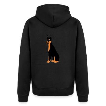 Dobermann Hund - Unisex Premium Bio Zip Hoodie - Schwarz - Hinten - Nico (187cm)