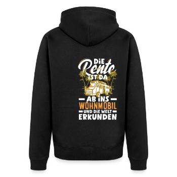 Die Rente ist da, ab ins Wohnmobil und die Welt - Unisex Premium Bio Zip Hoodie - Schwarz - Hinten - Nico (187cm)