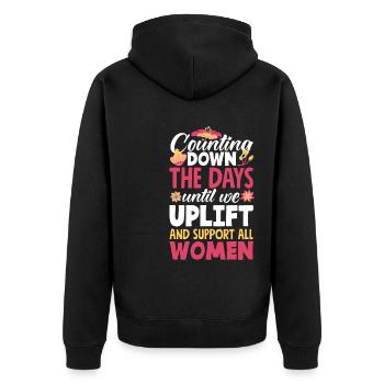 Counting down the days until we uplift and - Unisex Premium Organic Zip Hoodie - black - Back - Nico (187cm)