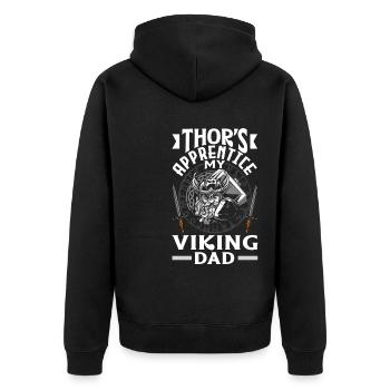 Thor's Apprentice My Viking Dad Father's Day - Unisex Premium Bio Zip Hoodie - Schwarz - Hinten - Nico (187cm)