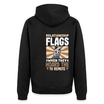 Relationship Beige Flags TV Remote Hoarding - Unisex Premium Organic Zip Hoodie - black - Back - Nico (187cm)