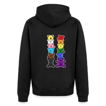 Pride Progress Flag Bears for Equality - Unisex Premium Organic Zip Hoodie - black - Back - Nico (187cm)