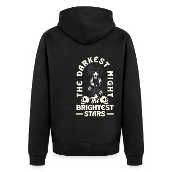 The Darkest Night The Brightest Stars Emocore - Unisex Premium Bio Zip Hoodie - Schwarz - Hinten - Nico (187cm)