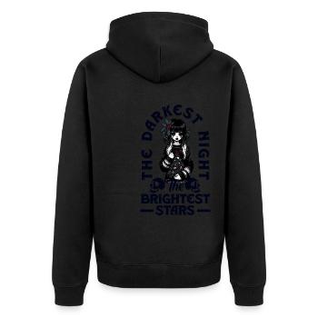 The Darkest Night The Brightest Stars Emocore - Unisex Premium Bio Zip Hoodie - Schwarz - Hinten - Nico (187cm)