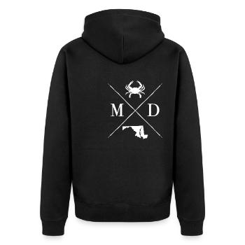 Maryland - Unisex Premium Bio Zip Hoodie - Schwarz - Hinten - Nico (187cm)