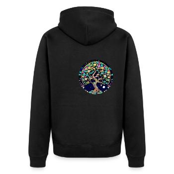 Arbre de vie, arbre de vie, graffiti, fleurs - Veste à capuche bio Premium Unisexe - noir - Dos - Nico (187cm)