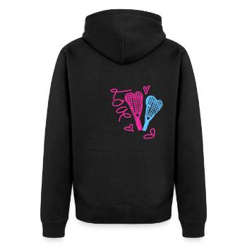 Tennis, love, illustration - Unisex Premium Bio Zip Hoodie - Schwarz - Hinten - Nico (187cm)