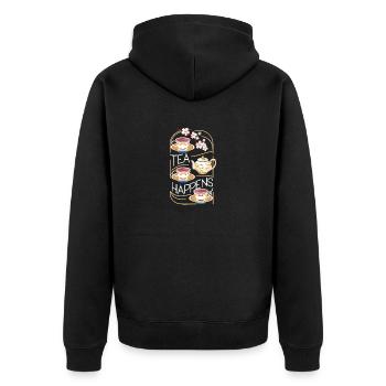 Tea Happens - Unisex Premium Organic Zip Hoodie - black - Back - Nico (187cm)