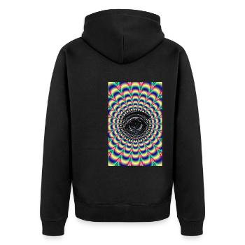 Auge - Unisex Premium Bio Zip Hoodie - Schwarz - Hinten - Nico (187cm)