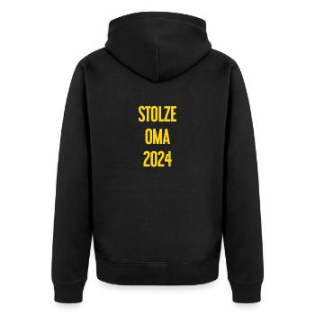 Stolze Oma 2024 – Perfekt für frischgebackene Omas - Unisex Premium Bio Zip Hoodie - Schwarz - Hinten - Nico (187cm)