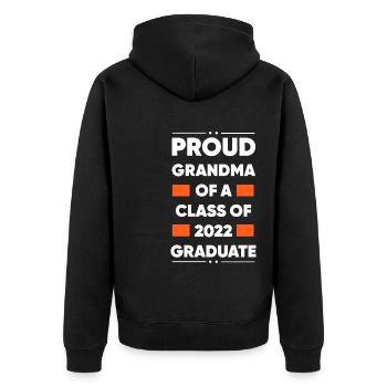 Proud Grandma of A Class of 2022 Graduate Gift - Unisex Premium Organic Zip Hoodie - black - Back - Nico (187cm)