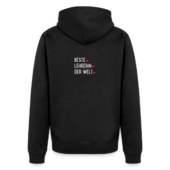 Lehrerin - Unisex Premium Bio Zip Hoodie - Schwarz - Hinten - Nico (187cm)