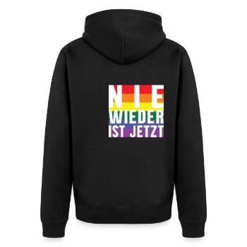 Plus jamais le lettrage Pride - Veste à capuche bio Premium Unisexe - noir - Dos - Nico (187cm)