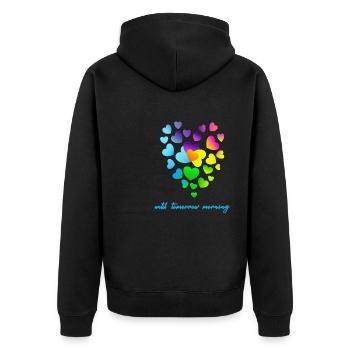 Herzen bunte Herzen Herzen Haufen - Unisex Premium Bio Zip Hoodie - Schwarz - Hinten - Nico (187cm)