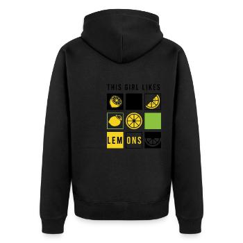 Fille aime les agrumes citron d'été - Veste à capuche bio Premium Unisexe - noir - Dos - Nico (187cm)