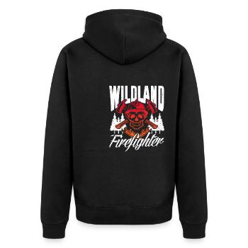 Wildland firefighter - Unisex Premium Bio Zip Hoodie - Schwarz - Hinten - Nico (187cm)