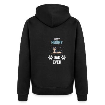 Propriétaire de chien Chiens Papa Fête des Pères Cadeau Husky - Veste à capuche bio Premium Unisexe - noir - Dos - Nico (187cm)