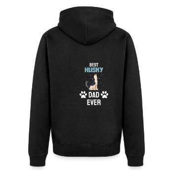Propriétaire de chien Chiens Papa Fête des Pères Cadeau Husky - Veste à capuche bio Premium Unisexe - noir - Dos - Nico (187cm)