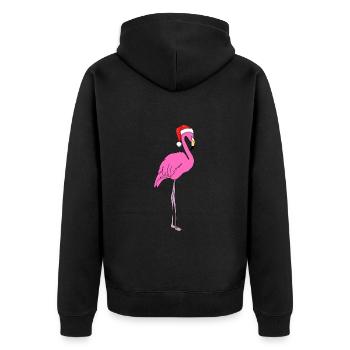 Flamingo with Santa hat - Unisex Premium Organic Zip Hoodie - black - Back - Nico (187cm)