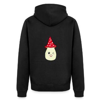 Kawaii Pilz Kawaii Fliegenpilz Kawaii Kostüm - Unisex Premium Bio Zip Hoodie - Schwarz - Hinten - Nico (187cm)