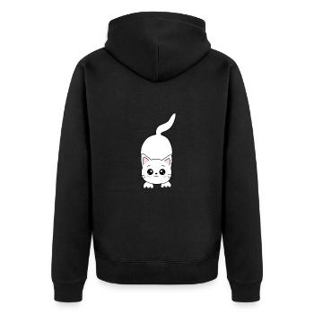 Chat Blanc Blanc Chats Kawaii Chat Mignon - Veste à capuche bio Premium Unisexe - noir - Dos - Nico (187cm)