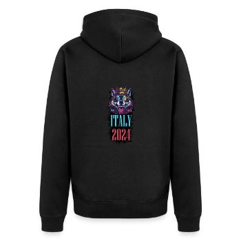 Italy 2024 Holiday Wolf - Unisex Premium Organic Zip Hoodie - black - Back - Nico (187cm)