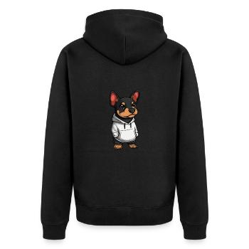 Doberman Hund Lustig - Unisex Premium Bio Zip Hoodie - Schwarz - Hinten - Nico (187cm)