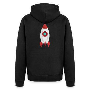 Vaisseau spatial | Illustration | Couleur | idée cadeau - Veste à capuche bio Premium Unisexe - noir - Dos - Nico (187cm)