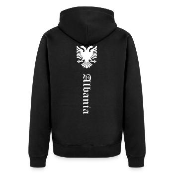 Albania - Unisex Premium Bio Zip Hoodie - Schwarz - Hinten - Nico (187cm)