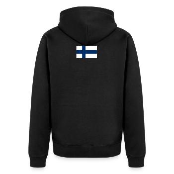 National Flag of Finland (small) - Unisex Premium Organic Zip Hoodie - black - Back - Nico (187cm)