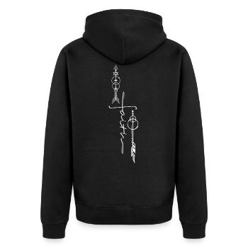 Faith Arrow Tattoo Design Witchcraft Pfeil Kreuz - Unisex Premium Bio Zip Hoodie - Schwarz - Hinten - Nico (187cm)