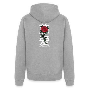 No Regrets Roses Japon - Veste à capuche bio Premium Unisexe - gris chiné - Dos - Nico (187cm)