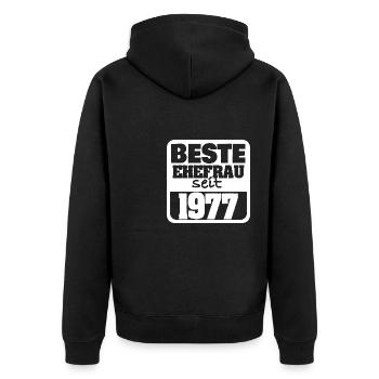Femme 1977 - Veste à capuche bio Premium Unisexe - noir - Dos - Nico (187cm)