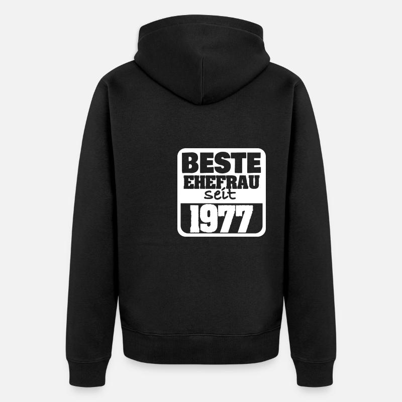 Frau 1977 - Unisex Premium Bio Zip Hoodie - Schwarz
