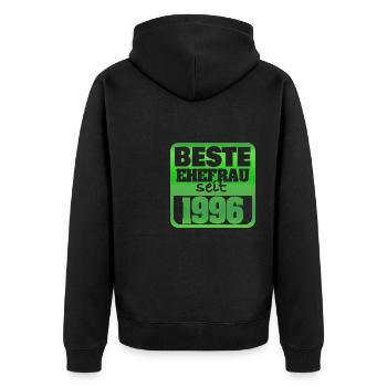 1996 - Unisex Premium Bio Zip Hoodie - Schwarz - Hinten - Nico (187cm)