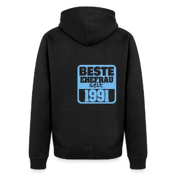 Ehe 1991 - Unisex Premium Bio Zip Hoodie - Schwarz - Hinten - Nico (187cm)