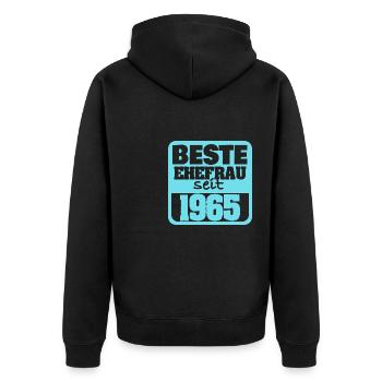 1965 - Unisex Premium Bio Zip Hoodie - Schwarz - Hinten - Nico (187cm)
