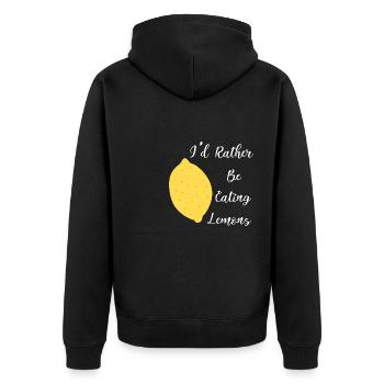 Eating Lemons Citrus Fruits Summer Funny Quote - Unisex Premium Organic Zip Hoodie - black - Back - Nico (187cm)