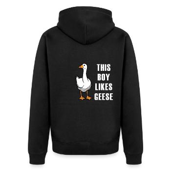 Life With Geese Nature Ironic Saying Goose - Unisex Premium Organic Zip Hoodie - black - Back - Nico (187cm)