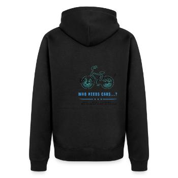 Witziges Sprichwort „Autos“ - Unisex Premium Bio Zip Hoodie - Schwarz - Hinten - Nico (187cm)