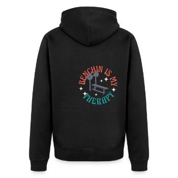 Bench en tant que thérapie Ironic Gym Quote - Veste à capuche bio Premium Unisexe - noir - Dos - Nico (187cm)