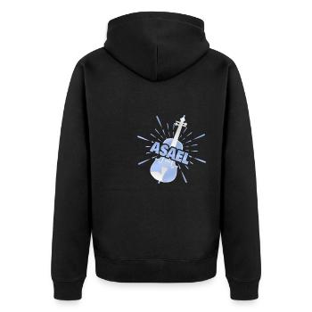 Geschenk für Asael - Unisex Premium Bio Zip Hoodie - Schwarz - Hinten - Nico (187cm)