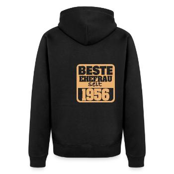 Verliebt 1956 - Unisex Premium Bio Zip Hoodie - Schwarz - Hinten - Nico (187cm)
