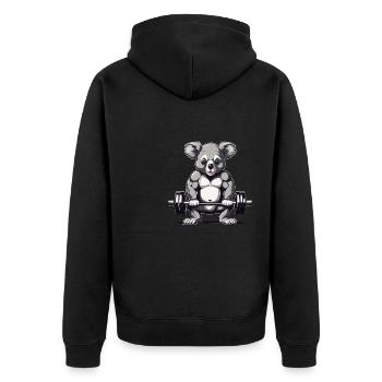 Fitness - Unisex Premium Bio Zip Hoodie - Schwarz - Hinten - Nico (187cm)